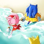  amy_rose anthro barefoot beach black_nose canine clothing forced fox fur gloves group hair headband hedgehog low_res male mammal miles_prower pink_hair sand seaside short_hair sonic_(series) sonic_the_hedgehog tetora toes video_games water yellow_eyes yellow_fur 