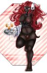  &lt;3 alcohol anthro areola arm_warmers beverage blush bow_tie breasts clothing female food hair half-closed_eyes hi_res legwear looking_at_viewer myett-wrath navel nipples panties pussy red_hair reptile scalie smile solo standing thick_thighs thigh_highs turtle underwear wide_hips 