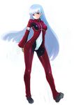  blue_hair bodysuit commentary_request highres johan_(johan13) kula_diamond long_hair red_eyes simple_background solo the_king_of_fighters the_king_of_fighters_xiv very_long_hair 
