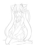 animal_ears bad_id bad_pixiv_id cat_ears cat_tail greyscale hatsune_miku highres kazenoko kemonomimi_mode lineart long_hair looking_at_viewer monochrome open_mouth skirt solo tail v_arms very_long_hair vocaloid 