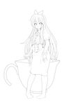  absurdres bad_id bad_pixiv_id greyscale highres kazenoko lineart long_hair monochrome oversized_object solo very_long_hair 