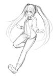  absurdres bad_id bad_pixiv_id greyscale hatsune_miku highres kazenoko long_hair monochrome simple_background sketch smile solo very_long_hair vocaloid white_background 