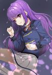  aikatsu! aikatsu!_(series) hikami_sumire long_hair purple_eyes purple_hair shovelwell skirt smile solo 