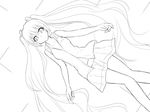  bad_id bad_pixiv_id greyscale hatsune_miku kazenoko long_hair looking_at_viewer monochrome sketch skirt solo twintails very_long_hair vocaloid 