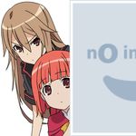  akai_ringo_(ookami-san) bob_cut brown_hair dengeki_bunko long_hair mugen_ouka multiple_girls no_image ookami-san ookami_ryouko peeking_out pixiv red_hair short_hair vector_trace 