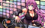  breasts choker cleavage commentary_request dj headphones highres large_breasts long_hair megurine_luka misakana nail_polish phonograph solo turntable very_long_hair vocaloid 