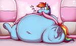  2015 belly big_belly blue_fur chubby cutie_mark equine female friendship_is_magic fur hair horse khaoskris_(artist) mammal multicolored_hair my_little_pony overweight pegasus pony rainbow_dash_(mlp) rainbow_hair simple_background solo wings 