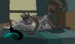 69 anthro balls bed bedroom erection feline male male/male mammal metal_(artist) nude oral penis raccoon sex 