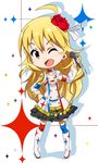  ahoge blonde_hair chibi green_eyes hoshii_miki idolmaster idolmaster_(classic) long_hair noppoago smile solo 