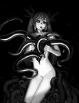  cthugha_(nyaruko-san) doyora eldritch_abomination eyeball greyscale haiyore!_nyaruko-san long_hair looking_at_viewer monochrome nude solo tentacles twintails 