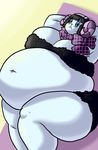  belly big_belly big_breasts blue_eyes breasts caprine chubby cleavage clothed clothing female mammal navel overweight sheep 