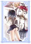  ass black_panties blush breasts chunyan epaulettes gloves hat head_out_of_frame highres kantai_collection kashima_(kantai_collection) large_breasts md5_mismatch military military_uniform miniskirt panties silver_hair skirt solo twintails underwear uniform wavy_hair 