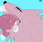  anthro bad_idea ball_lick balls blue_background blue_eyes blush breath canine fur golden_sun humanoid_penis licking mammal open_mouth oral oral_penetration penetration penis saliva sex sharp_teeth simple_background solo_focus stackerart sveta teeth tongue tongue_out vein white_fur wolf 