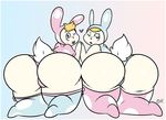  2015 animal_crossing big_butt butt chrissy_(animal_crossing) clothing duo fanface female francine_(animal_crossing) lagomorph legwear mammal nintendo pose rabbit simple_background stockings underwear video_games 