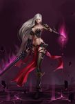  absurdres breasts dark_templar_(dungeon_and_fighter) dungeon_and_fighter female_slayer_(dungeon_and_fighter) highres jayjiwoo_park large_breasts long_hair looking_at_viewer red_eyes solo sword weapon white_hair 