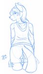  2015 anus bottomless canine clothed clothing female half-dressed hoodie looking_at_viewer looking_back mammal os panties panties_down pussy sketch solo underwear undressing 