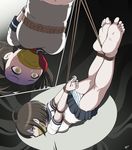  ahoge arms_behind_back barefoot bdsm bondage bound breasts brown_hair danganronpa feet gag gagged highres improvised_gag medium_breasts multiple_views naegi_komaru panties rope school_uniform serafuku sharpffffff shibari short_hair skirt solo_focus striped striped_panties tape tape_gag underwear yellow_eyes zettai_zetsubou_shoujo 