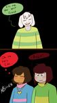  asriel_dreemurr blink blush caprine chara clothing comic creepykitty413 dialogue frisk fur goat human invalid_tag jewelry male mammal necklace open_mouth smile speech_bubble tears text undertale video_games white_fur 