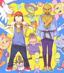  6+boys beanie chain cheap_cheap_(parappa) chop_chop_master_onion crossed_arms dougi gold_chain hat instructor_mooselini katy_kat multicolored multicolored_background multiple_boys multiple_girls parappa parappa_the_rapper pj_berri pop_kyun prince_fleaswallow square sunny_funny tank_top tattoo triangle watch 