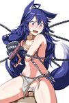  animal_ears bar_censor bare_shoulders bdsm blue_hair bondage bound censored chain colored_pubic_hair fenrir_(shingeki_no_bahamut) granblue_fantasy monchan_rev3 paws penis pubic_hair rape red_eyes sex solo_focus tail tears vaginal 