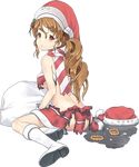  full_body hat jiji kantai_collection littorio_(kantai_collection) lowres official_art santa_costume santa_hat solo torn_clothes transparent_background 