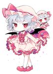  bad_id bad_pixiv_id bat_wings blue_hair blush blush_stickers chibi full_body hat hat_ribbon kyou_(nekoneko) long_sleeves looking_at_viewer mary_janes mob_cap red_eyes remilia_scarlet ribbon shirt shoes short_hair simple_background skirt skirt_set solo touhou white_background wings 