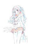  absurdres blush color_trace colored_pencil_(medium) echigo_mitsutaka graphite_(medium) highres idolmaster idolmaster_cinderella_girls long_hair looking_at_viewer one_side_up scarf school_uniform shimamura_uzuki sketch solo traditional_media 