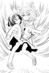  blush curly_hair fubuki_(one-punch_man) greyscale image_sample monochrome multiple_girls mytyl one-punch_man pixiv_sample short_hair siblings sisters skirt tatsumaki tears younger 