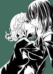  breasts curly_hair dress fubuki_(one-punch_man) image_sample incest monochrome multiple_girls mytyl one-punch_man pixiv_sample short_hair siblings sisters tatsumaki tears yuri 