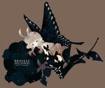  2015 anne_(bravely_second) antenna_hair artist_request black_flower black_rose boots bravely_default:_flying_fairy bravely_default_(series) bravely_second:_end_layer butterfly_wings copyright_name dated elbow_gloves fairy flower gloves leotard long_hair looking_at_viewer pointy_ears rose silver_eyes silver_hair smile solo thigh_boots thighhighs wings 