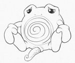  animal_genitalia erection feral looking_at_viewer male mammal monochrome mouthless nintendo penis pok&eacute;mon poliwhirl presenting simple_background sitting solo spread_legs spreading tapering_penis traditional_media_(artwork) vein video_games white_background yaroul 