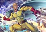  artist_name bald bokuman cape character_name copyright_name cyborg genos gloves male_focus multiple_boys muscle one-punch_man saitama_(one-punch_man) solo_focus watermark web_address 