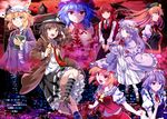  :d ascot bat bat_wings blonde_hair blue_hair book braid brown_eyes brown_hair city_lights cityscape clock clock_tower coat crescent demon_girl demon_wings dress e.o. fang fang_out flandre_scarlet gap hair_ribbon hat head_wings hong_meiling izayoi_sakuya koakuma long_hair long_sleeves maid maid_headdress maribel_hearn mob_cap multiple_girls necktie open_clothes open_coat open_mouth patchouli_knowledge puffy_short_sleeves puffy_sleeves purple_eyes purple_hair red_eyes red_hair red_sky remilia_scarlet ribbon scarlet_devil_mansion shirt short_sleeves silver_hair skirt skirt_set sky smile star striped striped_dress ten_little_indians touhou tower trench_coat tress_ribbon twin_braids usami_renko v-shaped_eyebrows v_arms very_long_hair vest wide_sleeves wings 