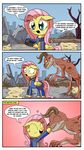  &lt;3 2015 comic daniel-sg deathclaw dialogue english_text equine fallout fangs female fluttershy_(mlp) friendship_is_magic horn hug mammal my_little_pony outside pegasus pip_boy sharp_teeth teeth text video_games wings 