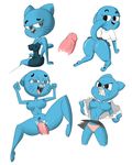  anthro blue_fur breasts butt cat clothed clothing cum cum_inside davecartoons dress feline female fur hands_and_knees lying mammal mature_female mother nicole_watterson nipples on_back open_mouth panties parent penis saliva sex skirt the_amazing_world_of_gumball underwear 