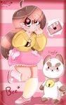  &lt;3 &lt;3_eyes ambiguous_gender bee_(bap) bee_and_puppycat bell blush canine cat clothing collar cute dog feline female footwear galecsy hair human hybrid legwear long_hair mail mammal puppycat shoes skirt smile stockings 