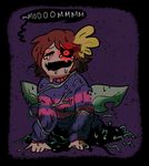  amalgamate flower flowey frisk_(undertale) human mammal melting plant red_eyes text undertale video_games 