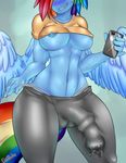  2015 absurd_res anthro anthrofied areola biting_lip blue_feathers blue_nipples blue_skin blush breasts cellphone clothed clothing dickgirl elzzombie equine feathers friendship_is_magic hair hi_res holding intersex mammal multicolored_hair my_little_pony navel nipple_slip nipples pegasus penis_outline phone precum pussy_juice rainbow_dash_(mlp) rainbow_hair skimpy solo under_boob underwear wings 