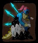  alphys_(undertale) amalgamate dinosaur fish lizard marine melting reptile scalie text undertale undyne_(undertale) video_games 