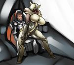  big_breasts breasts chair datareaper duo eyeless featureless_breasts female humanoid larger_female male male/female mouthless penetration penis pussy saryn_(warframe) sex size_difference smaller_male spoilers sweat tenno vaginal vaginal_penetration warframe 
