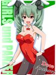  anchovy animal_ears bow bowtie breasts brown_eyes bunny_ears bunny_tail bunnysuit covered_nipples detached_collar drill_hair girls_und_panzer green_hair highres jiseki long_hair medium_breasts pantyhose solo tail twin_drills twintails wrist_cuffs 
