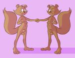  anthro balls blush brothers buckteeth duo feet green_eyes grin hand_holding ladysomnambule male male/male mammal nude one_eye_closed paws rodent sheath sibling smile squirrel teeth twins wink 