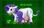  blue_eyes bovine brahmin cattle facial_piercing fallout_(video_game) friendship_is_magic fur grass grazing green_background hair mammal mushroom my_little_pony nose_piercing nose_ring piercing purple_hair quakehoof rarity_(mlp) side_view simple_background teats udders white_fur white_sclera 