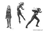  1girl ass bad_end breasts darren_geers fusion greyscale gwen_stacy hairband long_tongue marvel monochrome navel no_pussy nude sharp_teeth short_hair skin_tight spider-gwen spider-man_(series) symbiote tongue tongue_out venom_(marvel) watermark web_address 