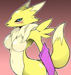  blush breasts butt digimon female looking_at_viewer nude renamon sarmon solo 