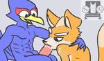  animated anthro avian bird canine carbondieoxside cum duo falco_lombardi fellatio fox fox_mccloud male male/male mammal nintendo nude oral penis sex simple_background smile star_fox video_games 