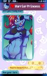  2015 anthro blue_skin clothing ear_fins english_text eye_patch eyewear female fin fish hair inuki marine monster pussy red_hair shirt solo text undertale undyne video_games 