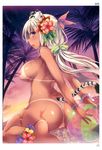  absurdres animal_ears ankle_flower anklet ass ball barefoot bikini_tan blush breasts censored feet flower hair_flower hair_ornament hair_ribbon highres jewelry large_breasts long_hair looking_back mosaic_censoring nipples nude open_mouth palm_tree pussy ribbon shimakaze sitting soles solo tail tan tanline tiger_ears tiger_tail toranoana tree wariza wet wristband 