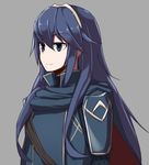  bad_id bad_twitter_id blue_eyes blue_hair blush cape commentary_request fire_emblem fire_emblem:_kakusei flat_chest hairband jitome light_smile long_hair lowres lucina sawati solo very_long_hair 