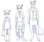  age_difference anthro aogami barefoot better_version_at_source clothing crossdressing cub dress legwear male mammal simple_background size_difference skirt socks trap young 